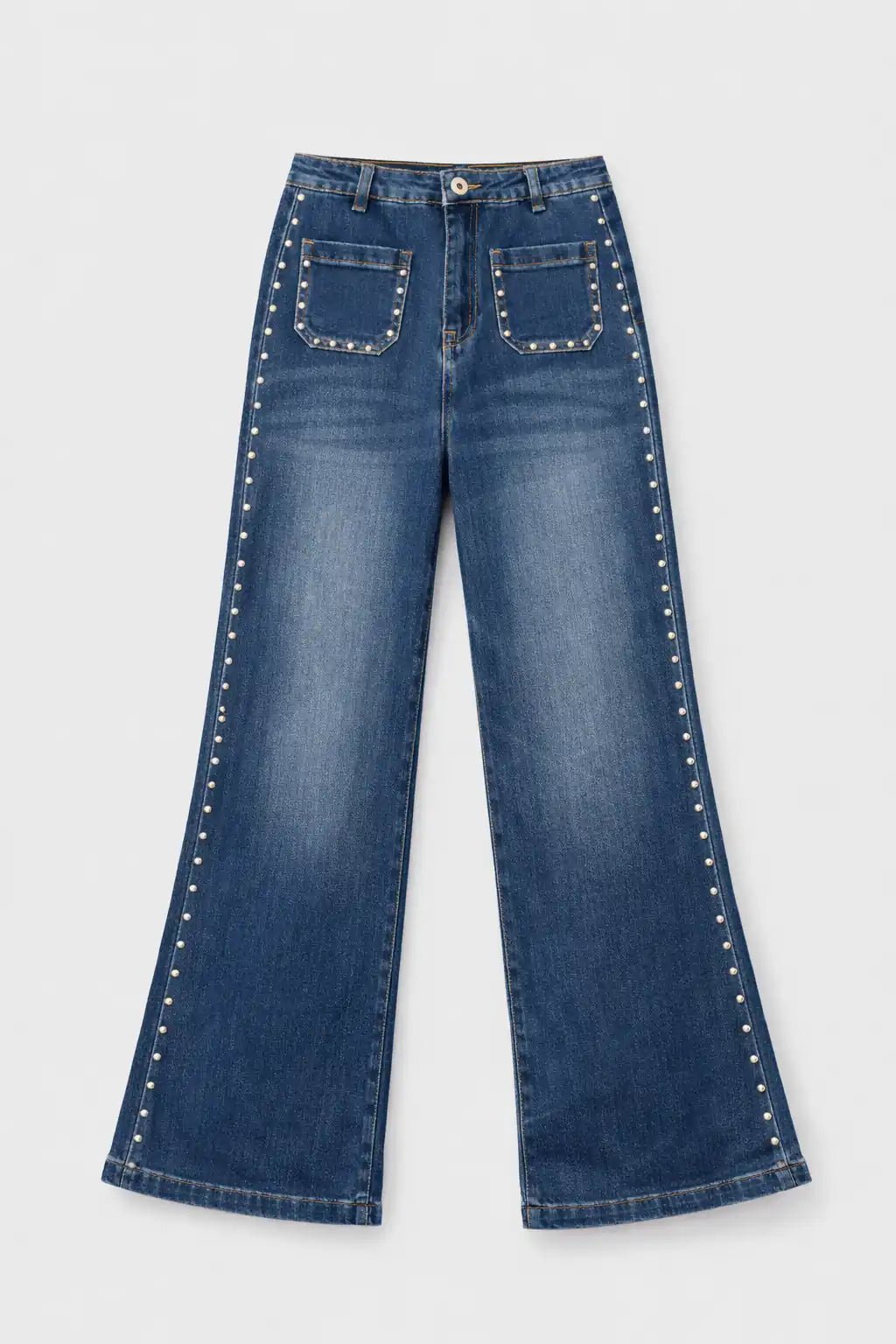 Jeans Flare Tachas - Azul