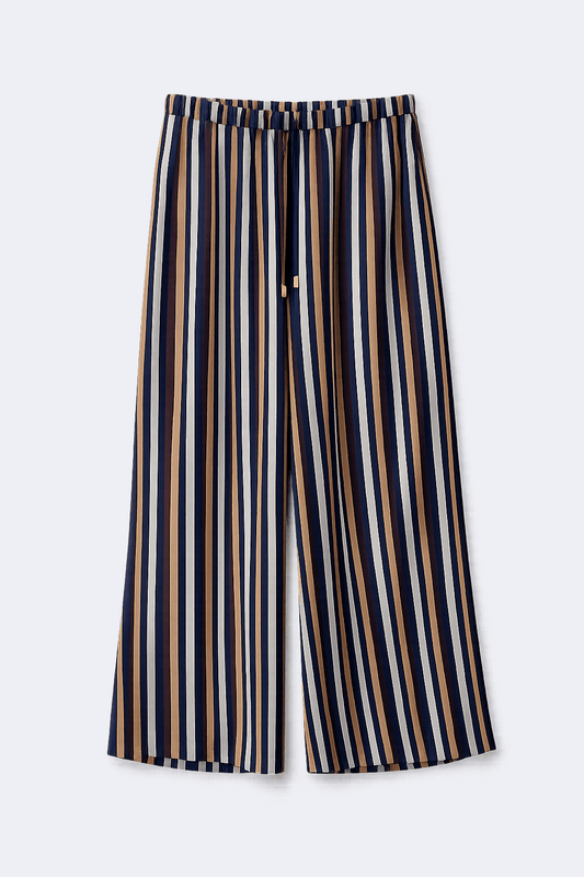 Pantalón Rayas Lino Marino - Lua Basque