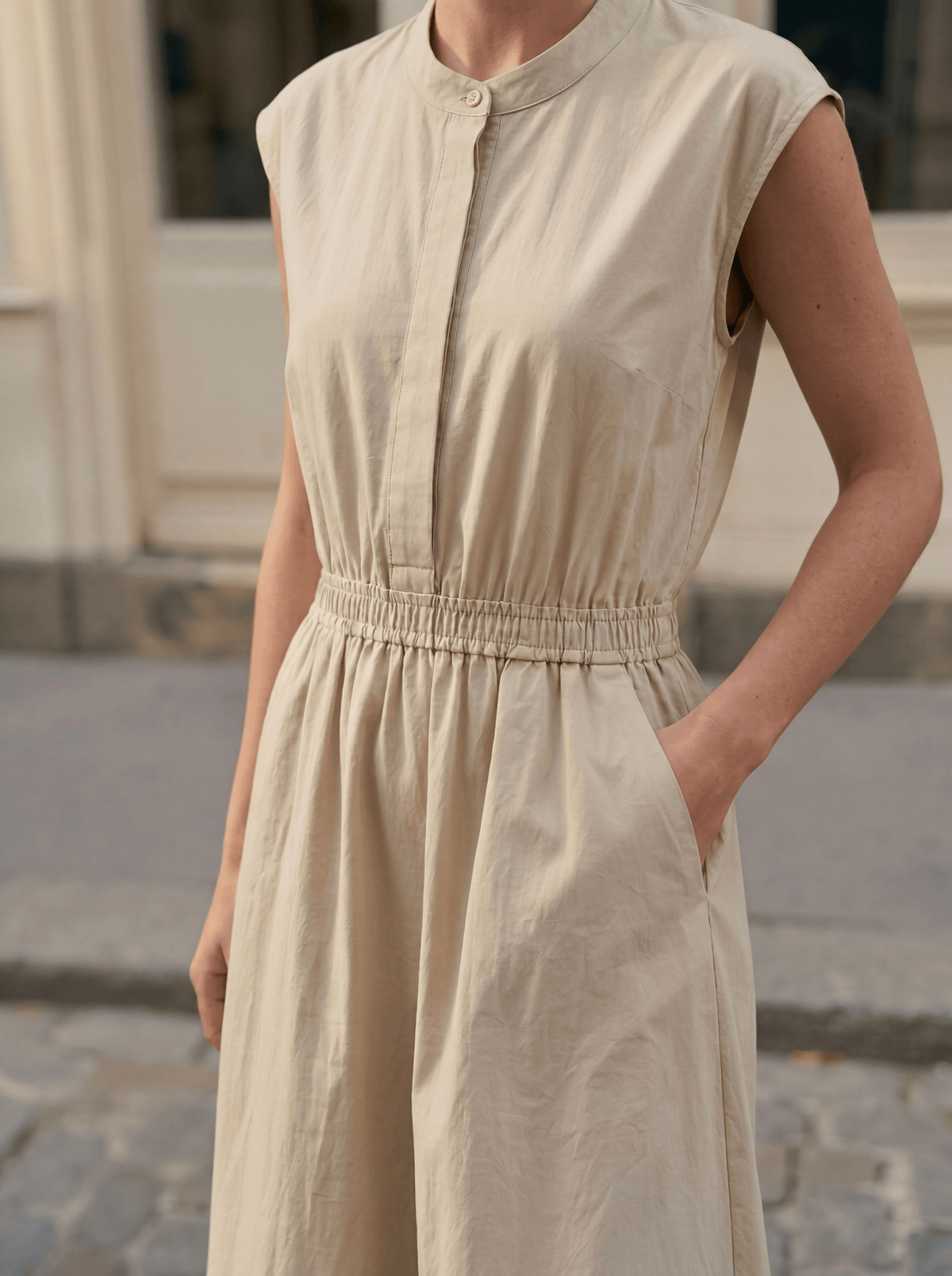 Vestido Tira Algodón - Piedra
